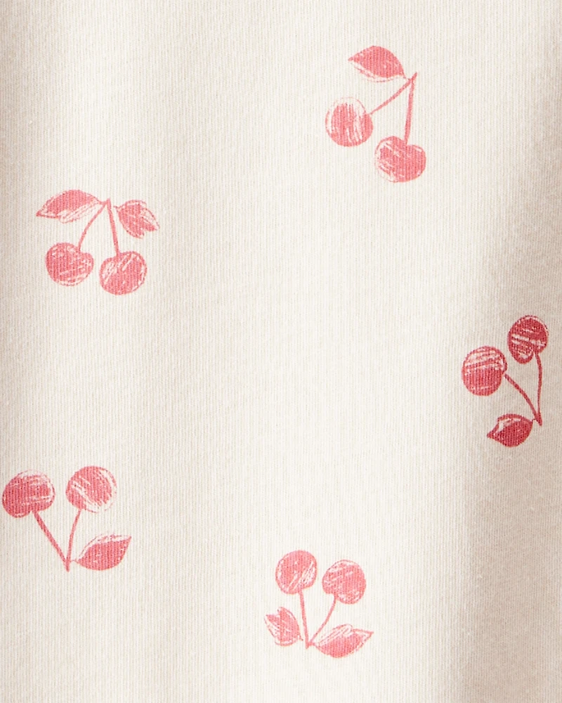 Girls Cherry Print Long-Sleeve Top - Cream