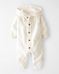 Baby Organic Cotton Sweater Knit Pointelle Jumpsuit