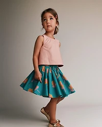 Toddler Girl Reversible Cross-Back Top Floral Print - Hot Pink