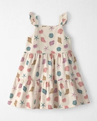 Toddler Girl Organic Cotton Tiered Dress Seashells