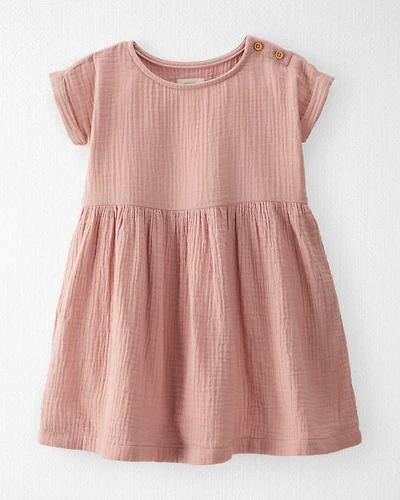 Toddler Organic Cotton Gauze Dress Pink