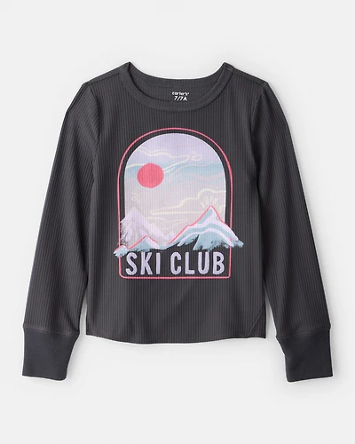 Girls Active Rib Long-Sleeve Top - Grey