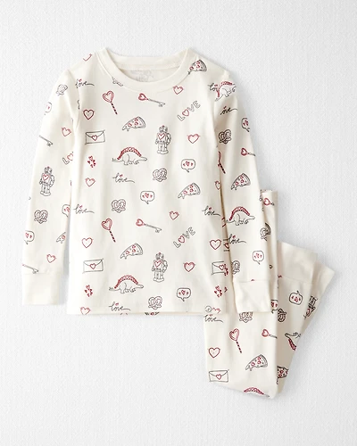 Toddler Organic Cotton Pajamas Little Loves Print