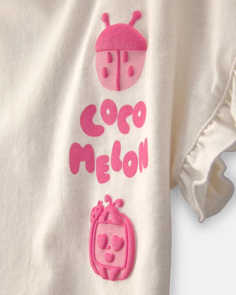 Baby Girl 2-Piece CoComelon Short-Sleeve Top & Short Set – Pink/Ivory