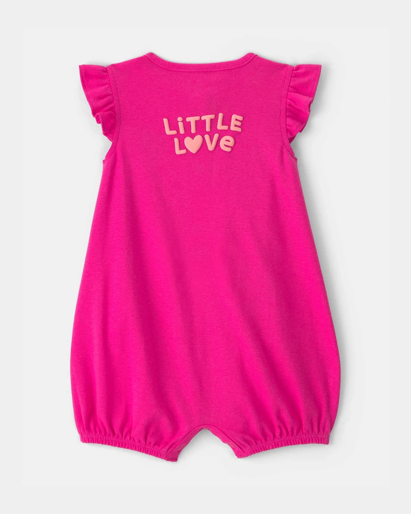 Baby Girl 'Little Love' Heart Sleeveless Romper - Fuchsia