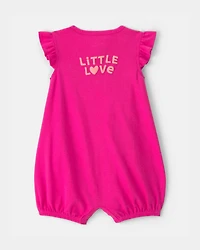 Baby Girl 'Little Love' Heart Sleeveless Romper - Fuchsia