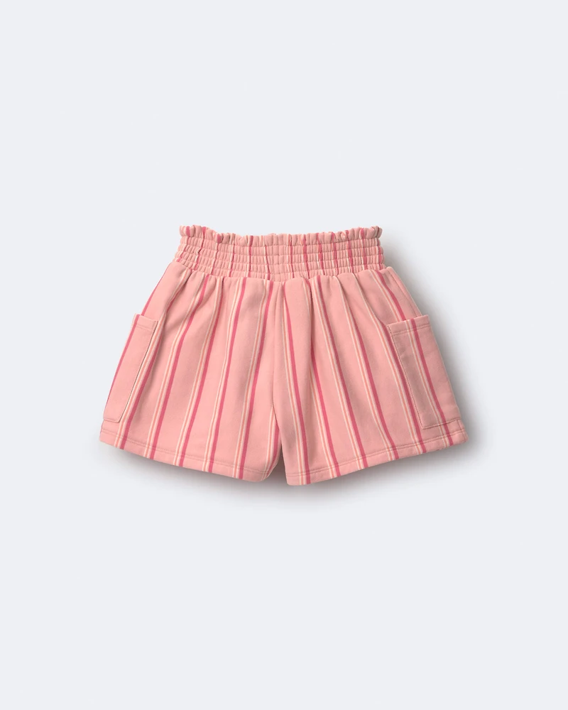 Toddler Girl Swing Short with Pockets Stripes - Peach
