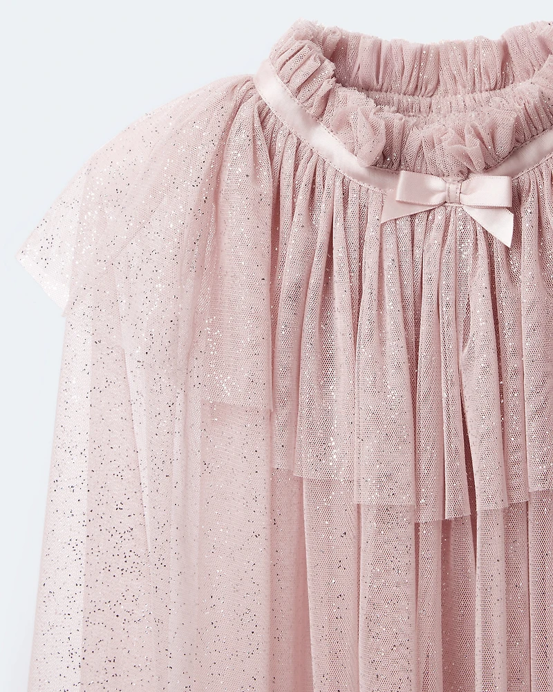 Toddler Girl Confetti Dress Up Cape - Light Pink