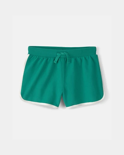 Girls French Terry Active Shorts - Green