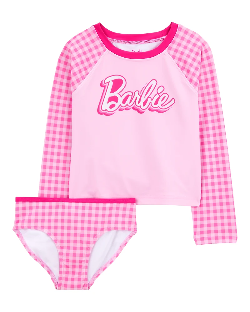 Kid Barbie™ 2-Piece Rashguard Swimsuit Set - Pink