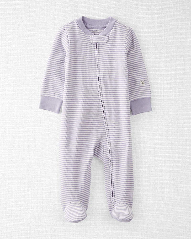 Baby Girl Organic Cotton Striped Sleeper Pyjamas