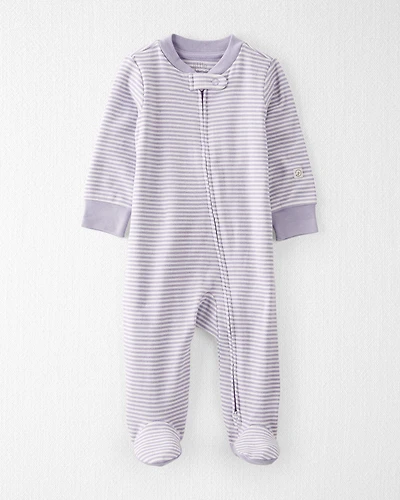Baby Girl Organic Cotton Striped Sleeper Pyjamas