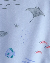 Baby Sea Animals 2-Way 100% Cotton Zip Sleeper - Blue