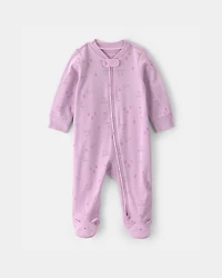 Baby Girl Bunny 100% Cotton 2-Way Zip Sleeper - Purple