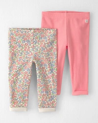 Baby Girl 2-Pack Organic Cotton Rib Leggings
