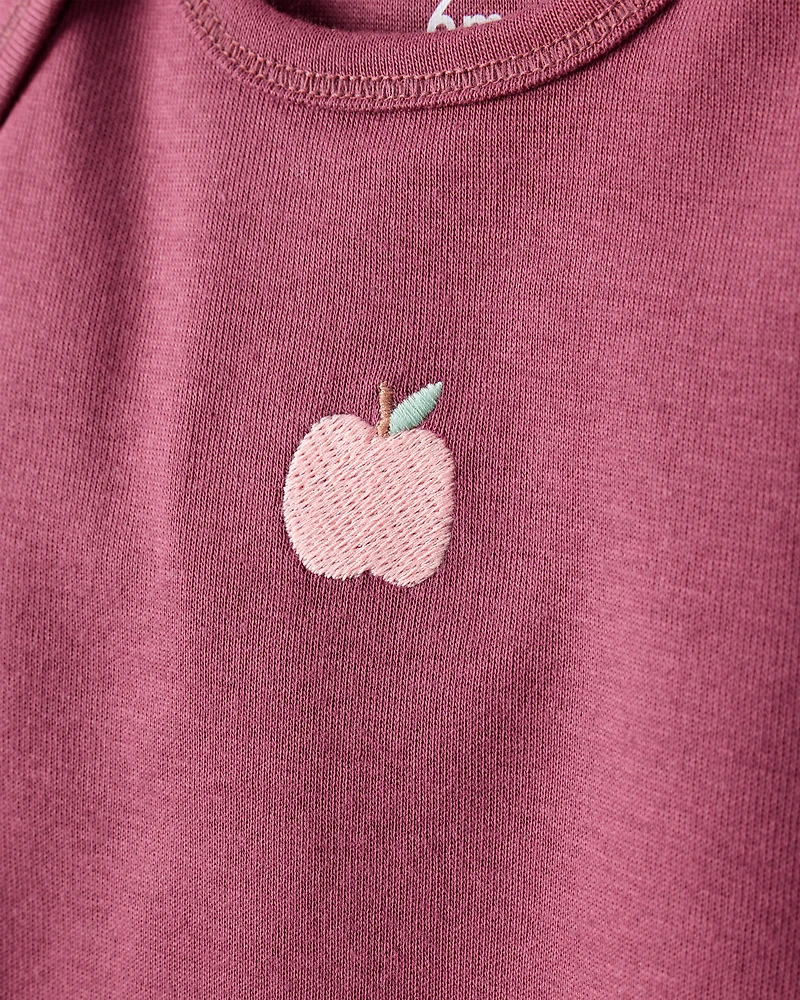 Baby Girl 5-Pack Fruit Print Cotton Multipack Bodysuits - Brown/Green/Pink/Red/White