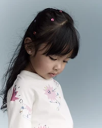 Toddler Girl Skiing Abstract Long-Sleeve Relaxed Graphic Top - Cream