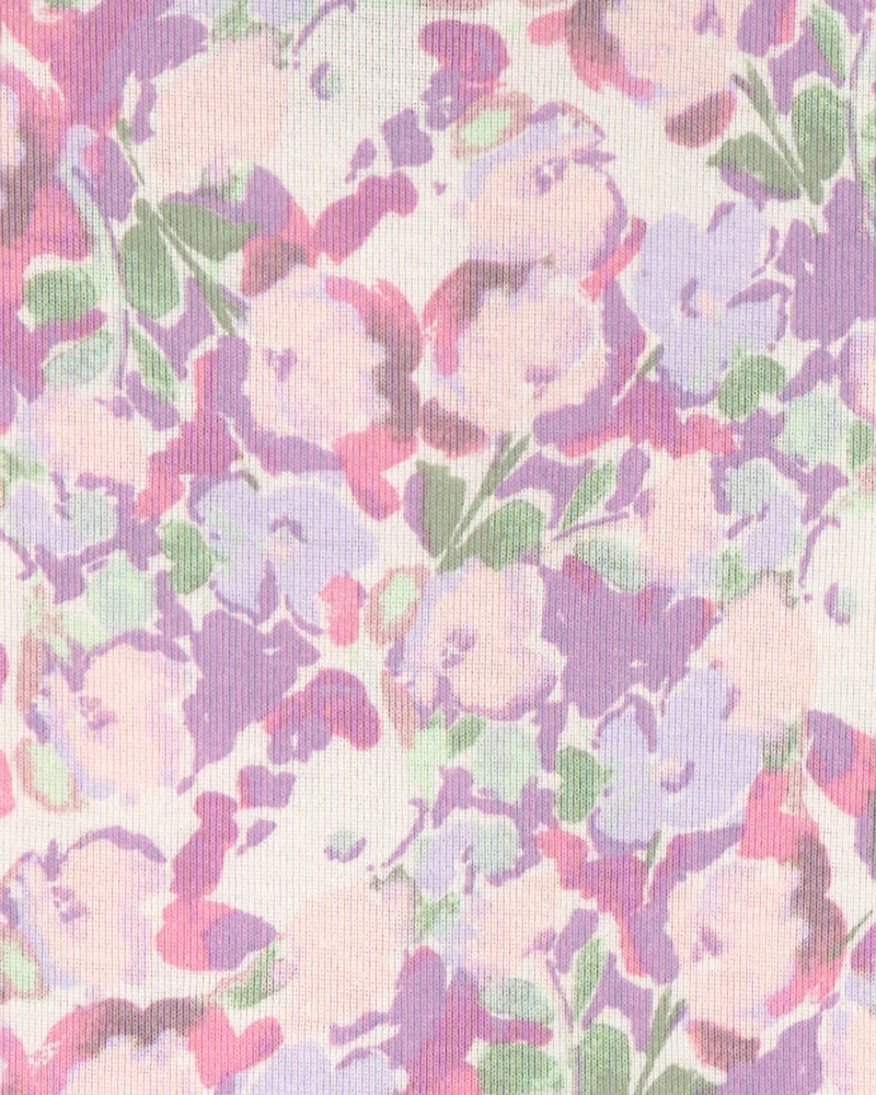 Toddler Girl Unicorn Floral 100% Cotton Snug Fit 4-Piece Pyjama Set - Pink/Purple