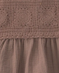 Baby Girl Organic Cotton Gauze Crochet Dress