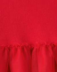 Baby Girl Long-Sleeve Tee & Heart Pant Set - Red