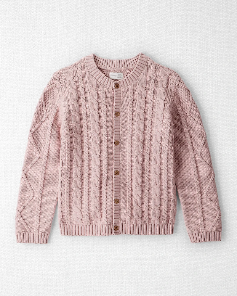 Girls Organic Cotton Cable Knit Cardigan