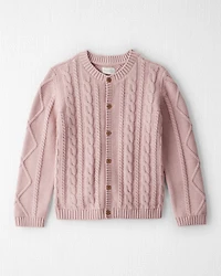Girls Organic Cotton Cable Knit Cardigan