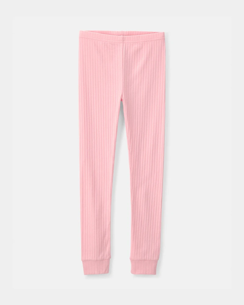 Girls Butterfly Rib Snug Fit 2-Piece Pyjama Set - Pink