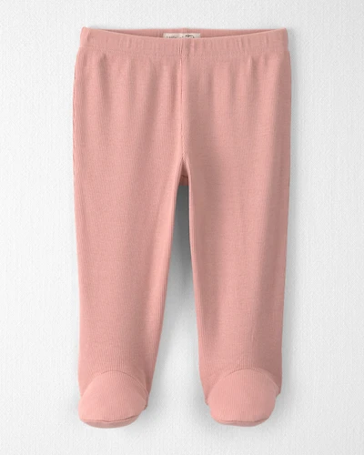 Baby Girl Organic Cotton Rib Footed Pants