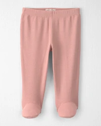 Baby Girl Organic Cotton Rib Footed Pants