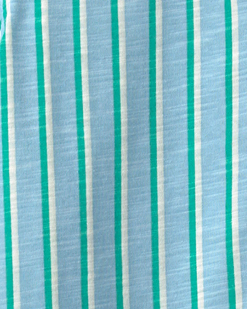 Boys Striped Short-Sleeve Button-Down Shirt - Blue