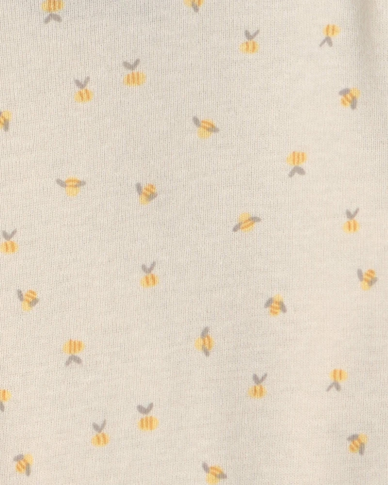 Baby Girl 4-Pack Bee Long-Sleeve Bodysuits - Yellow/Blue/Ivory