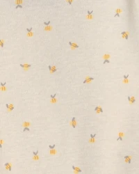 Baby Girl 4-Pack Bee Long-Sleeve Bodysuits - Yellow/Blue/Ivory
