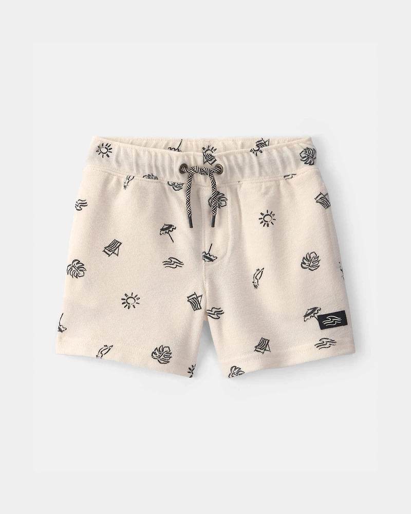 Toddler Boy Beach Shorts - Cream/Black