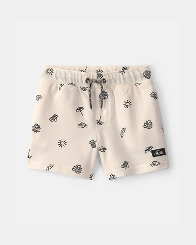Toddler Boy Beach Shorts - Cream/Black