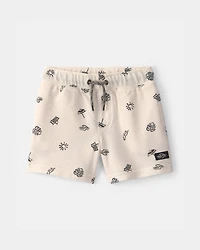 Toddler Boy Beach Shorts - Cream/Black