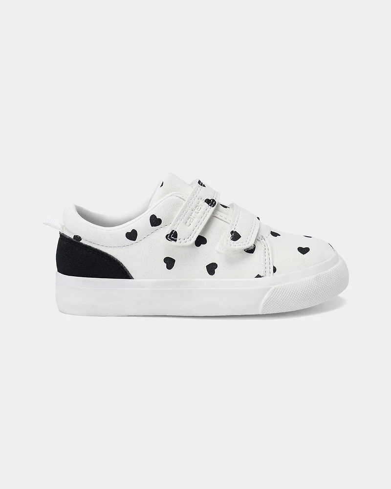 Toddler Girl Heart Print Casual Shoes - White/Black
