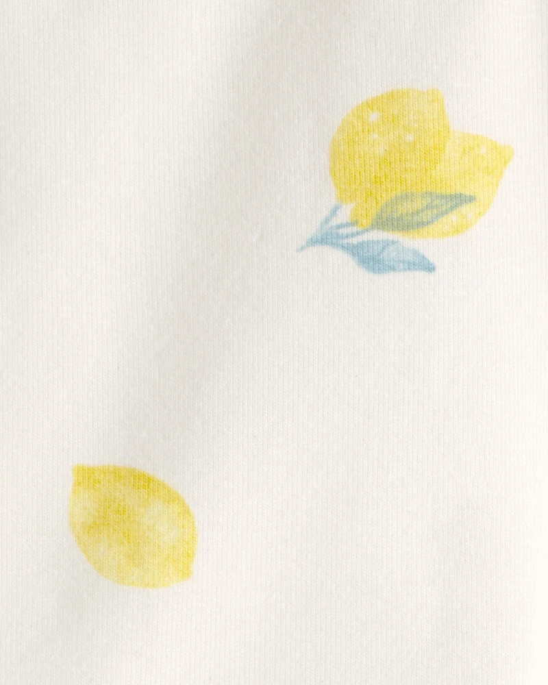 Baby Girl Lemon Bike Shorts - Cream
