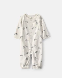 Baby Elephant 100% Cotton Converter Gown - Ivory