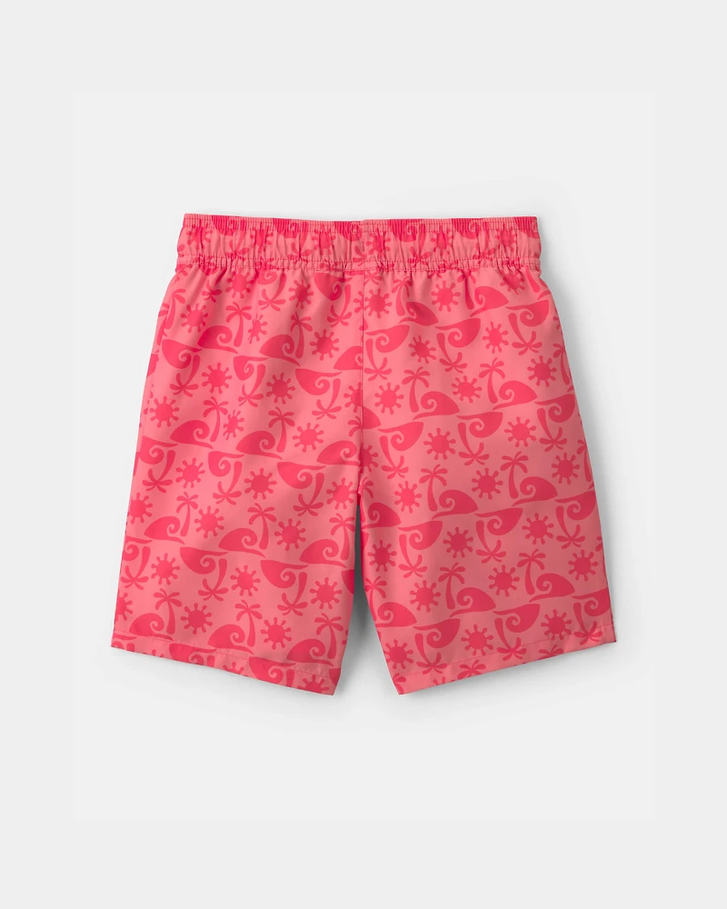 Boys Tropical Swim Trunks - Red