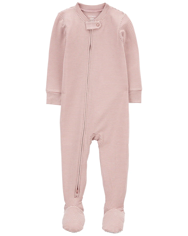 Toddler Girl 1-Piece Striped PurelySoft Footie Pyjamas