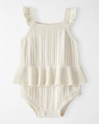 Baby Girl Organic Cotton Pointelle Bubble Cream