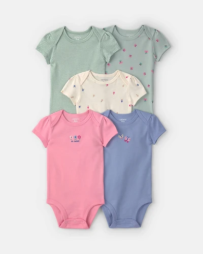 Baby Girl 5-Pack Floral Short-Sleeve Multipack Bodysuits