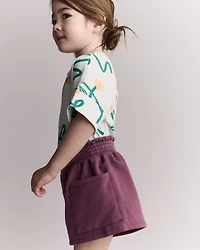 Toddler Girl Fleece Swing Short with Pockets- Burgundy