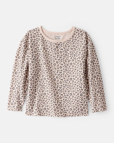 Toddler Girl Leopard Print Long-Sleeve Top - Brown
