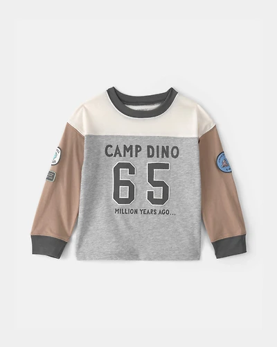 Toddler Boy 'Camp Dino' Long-Sleeve T-Shirt - Brown/Grey