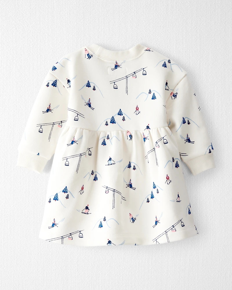 Baby Girl French Terry Dress Made with Organic Cotton Snowy Slopes Print