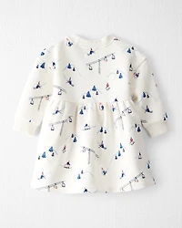 Baby Girl French Terry Dress Made with Organic Cotton Snowy Slopes Print