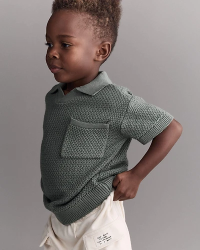 Toddler Boy Johnny Collared Polo - Olive