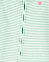 Toddler Girl Striped Snug Fit Cotton Footie 1-Piece Pyjamas - Green