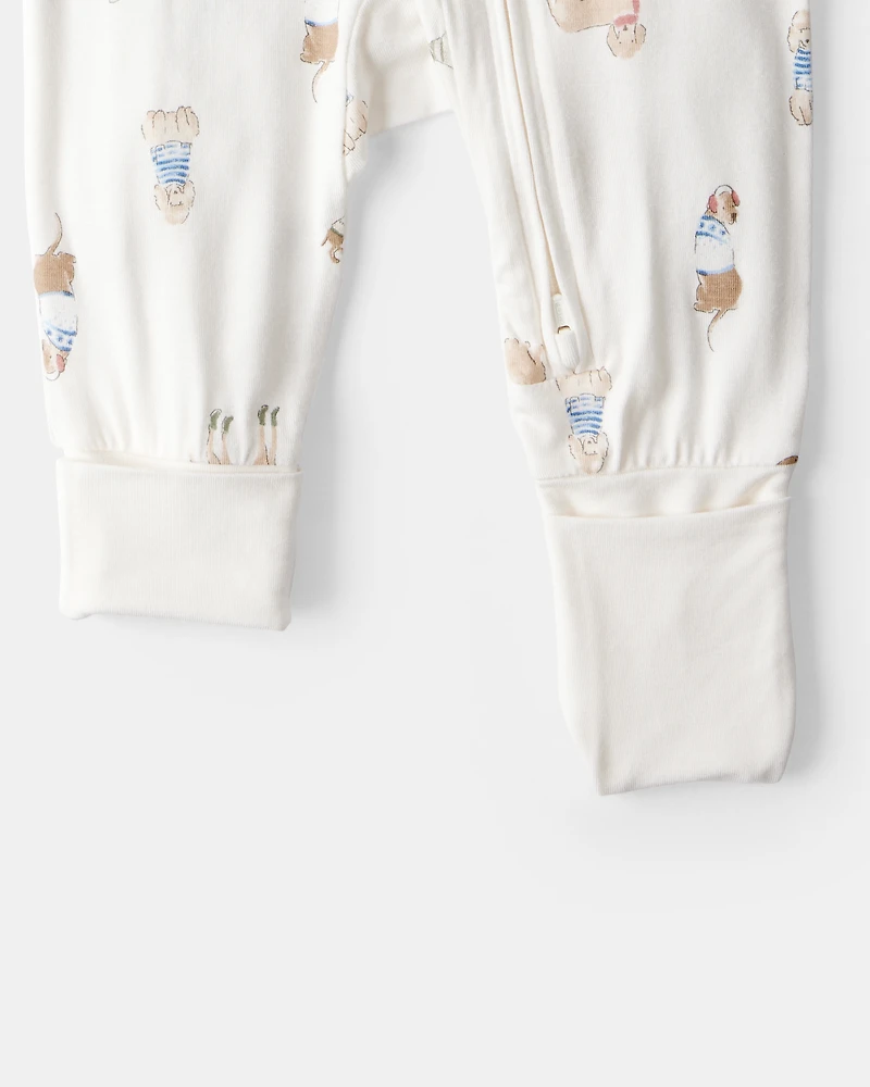 Baby Dog Print PurelySoft Snug Fit Sleeper - Cream